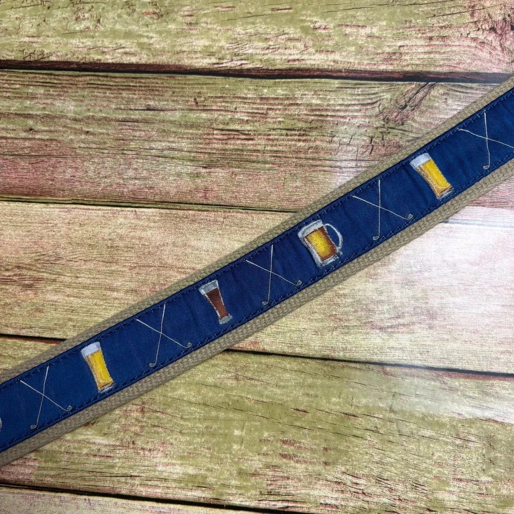 Greg Norman Embroidery Beer Mug Webbing Belt Size XL 42-44 Old Money Grandpacore